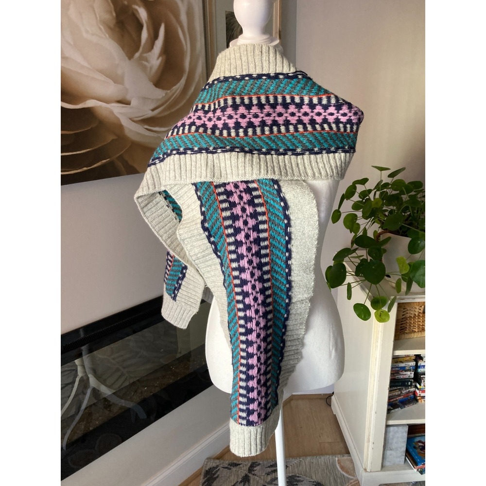 American Eagle Outfitters Wool Scarf Womens Fair Isle‎ Long Rectangle Warm Wrap